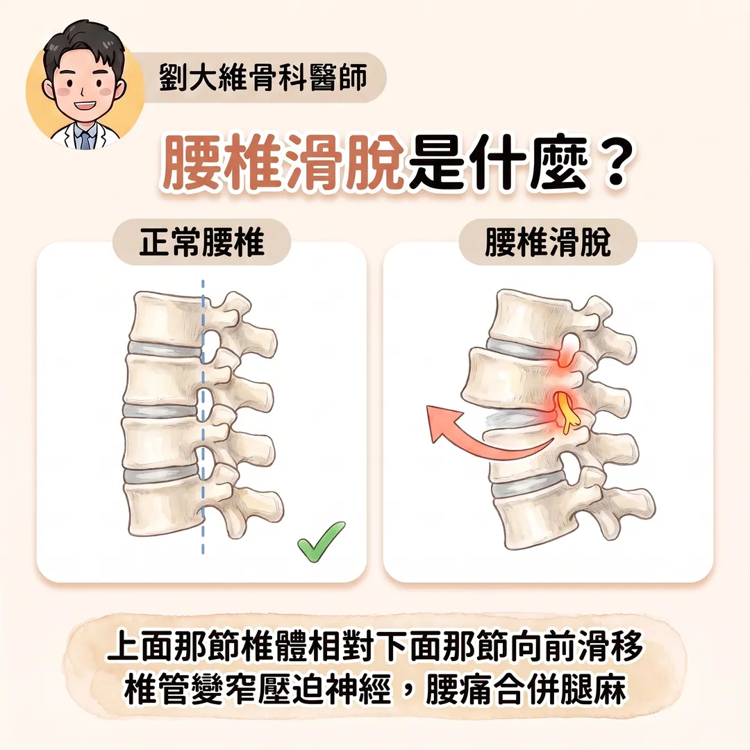 腰椎滑脫症是什麼？為什麼站久走久就腰痠腿麻？醫師教你怎麼預防 衛教圖 2