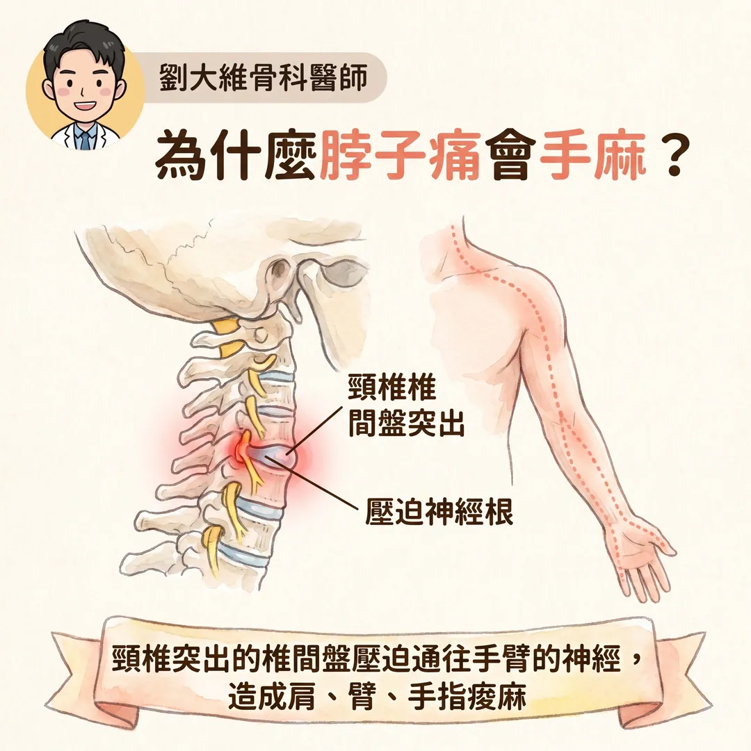 脖子痛、手麻到指尖？頸椎椎間盤突出的居家運動全攻略 衛教圖 2