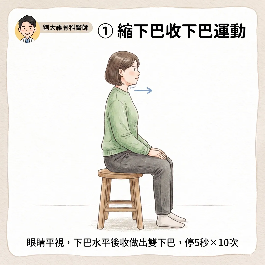 脖子痛、手麻到指尖？頸椎椎間盤突出的居家運動全攻略 衛教圖 4