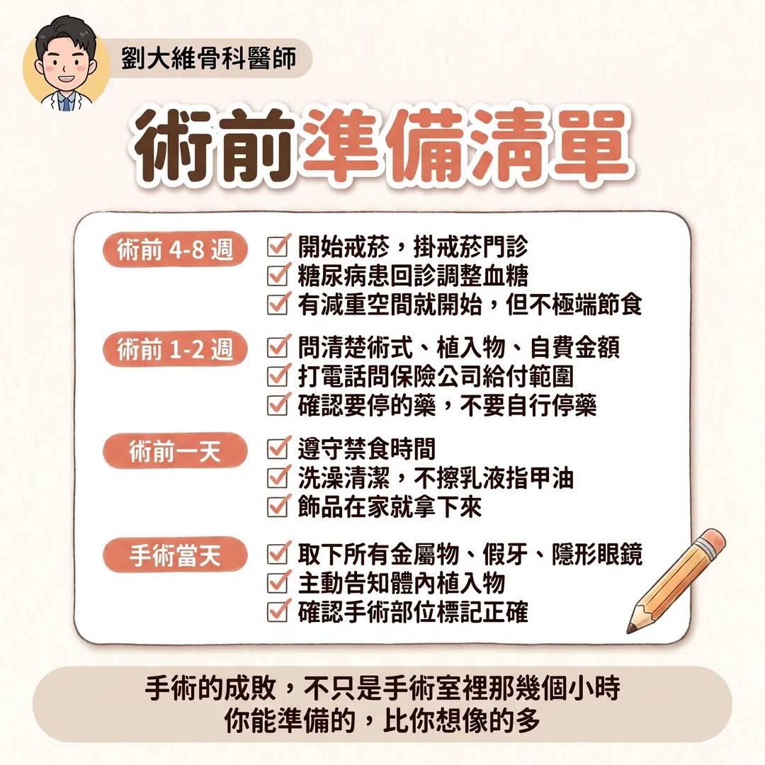 骨科手術前你該注意的事：6 件在進手術室之前就決定成敗的事 衛教圖 10