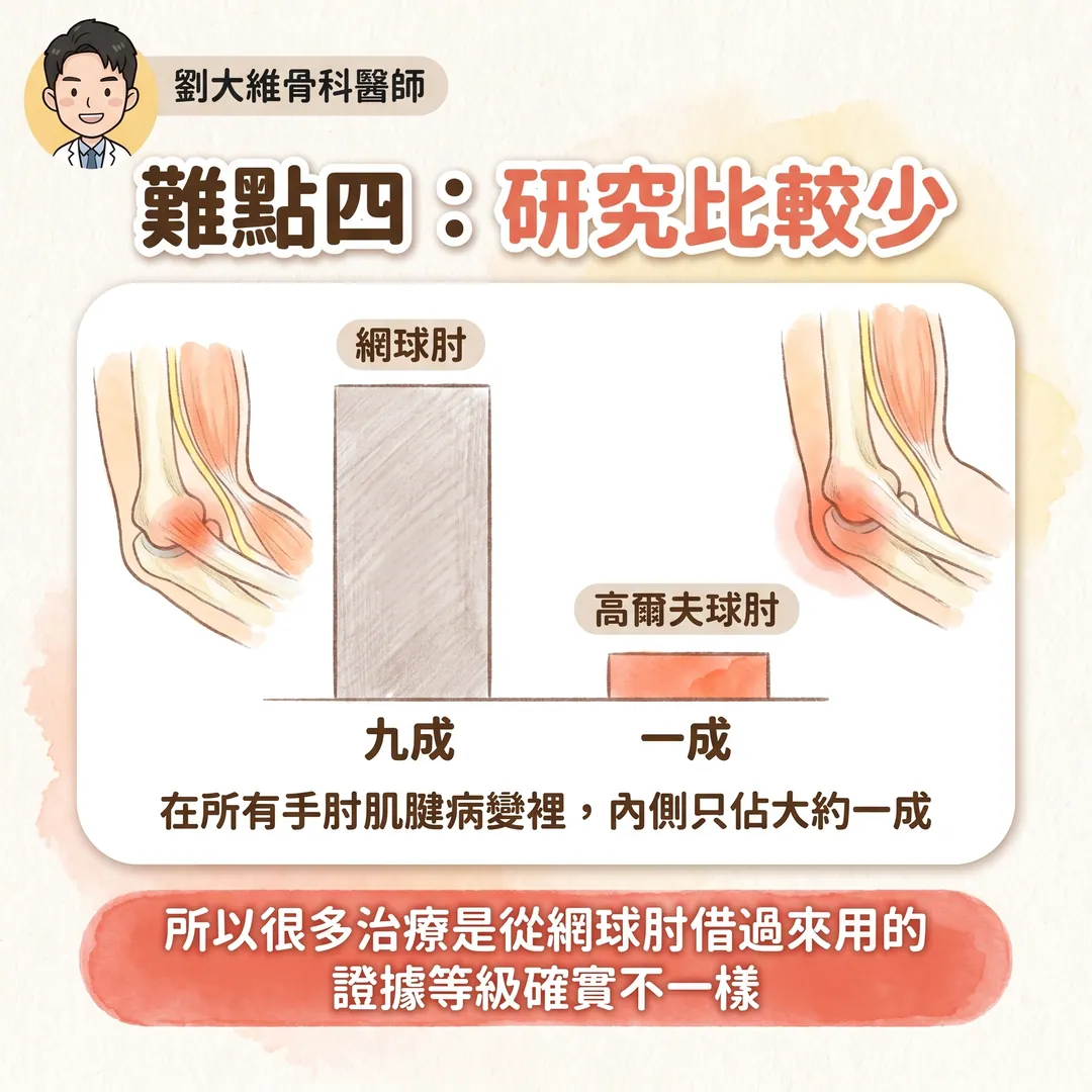 高爾夫球肘（內上髁肌腱病變）：為什麼比網球肘難治 衛教圖 6