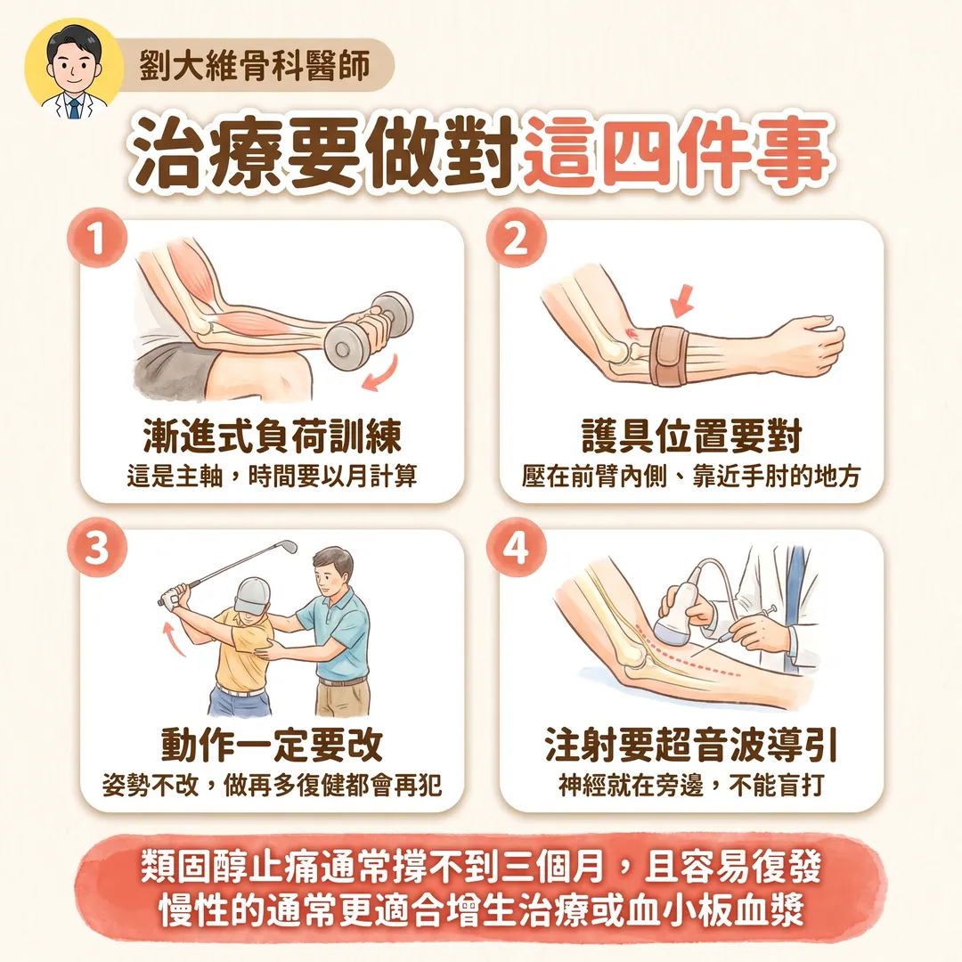 高爾夫球肘（內上髁肌腱病變）：為什麼比網球肘難治 衛教圖 9